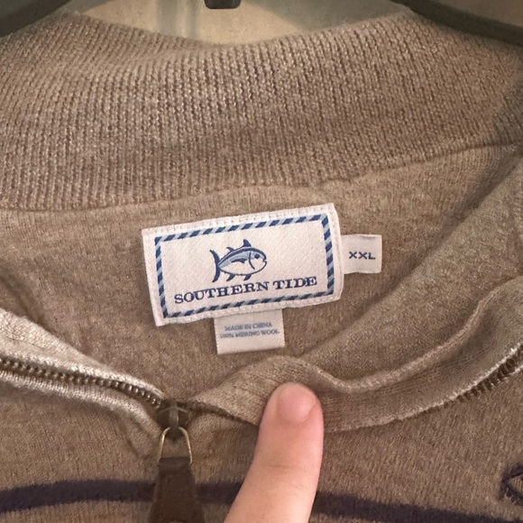 Southern tide stripped sweater with partial zip up - Picture 3 of 3